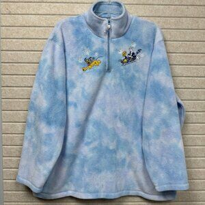 Disney Mickey & Pluto Blue Fleece 1/4 Zip Pullover Women’s 18W/20W Embroidered